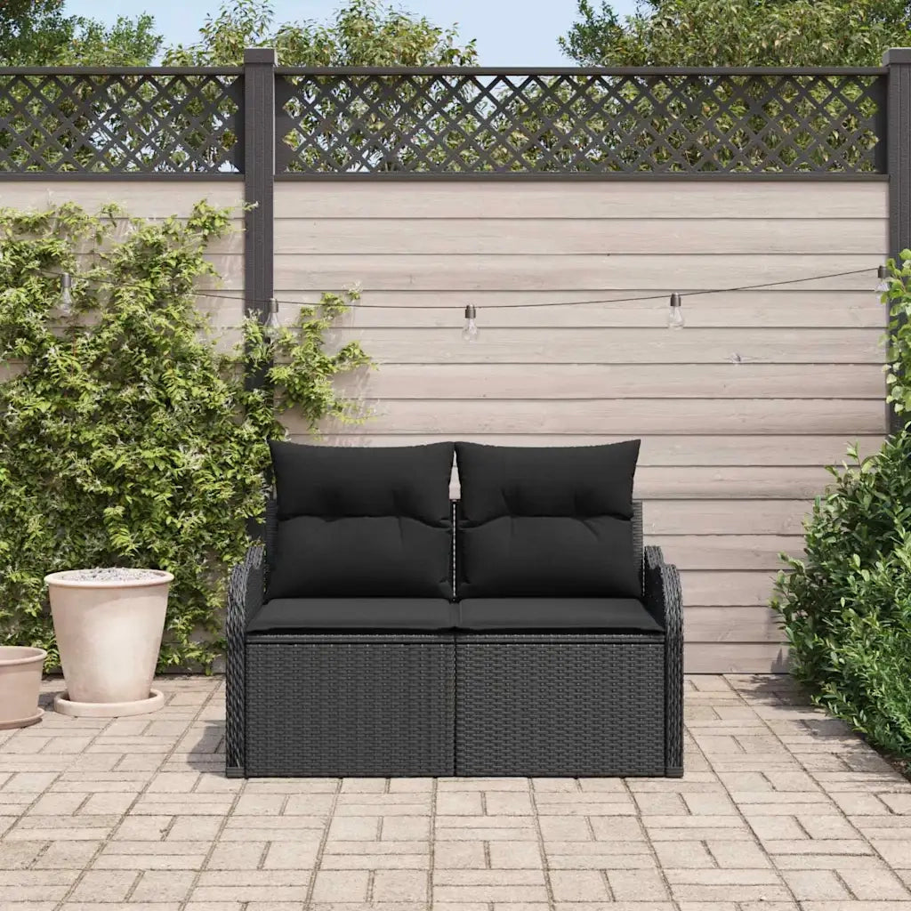 Divano da giardino con cuscino Nero 121 x 62 x 69cm polyrattan 42006731