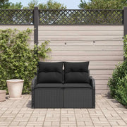Divano da giardino con cuscino Nero 121 x 62 x 69cm polyrattan 42006731