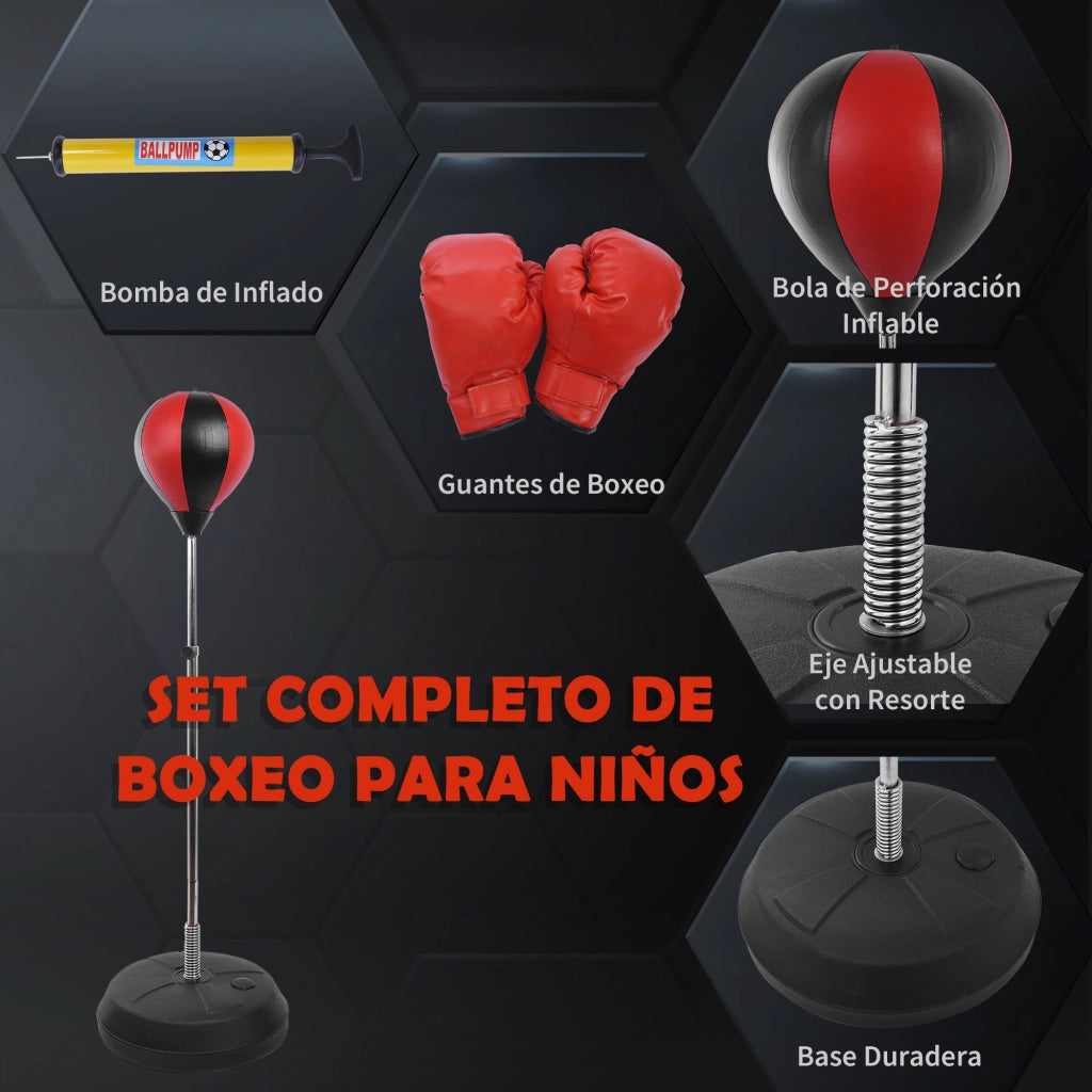 Sacco da Boxe con Base Regolabile 4 Livelli 126-144 cm ¨C zephmum ¨C Rosso e Nero