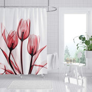 Douchegordino impermeabile con stampa di tulipani rosa - Lavabile e antimuffa - 180x200 cm