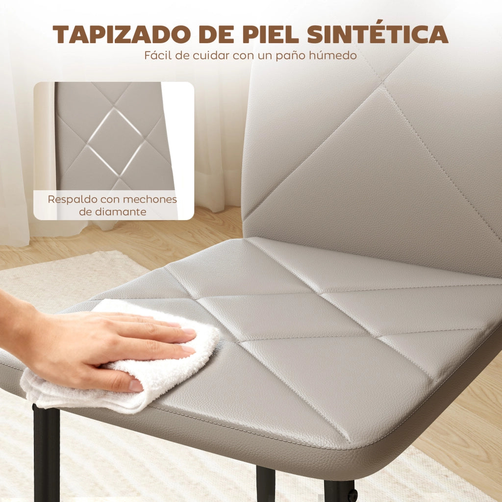 Set 4 Sedie da Pranzo Imbottite ¨C Xylo ¨C Similpelle Grigio Gambe Metallo Schienale Alto 41x50x97cm