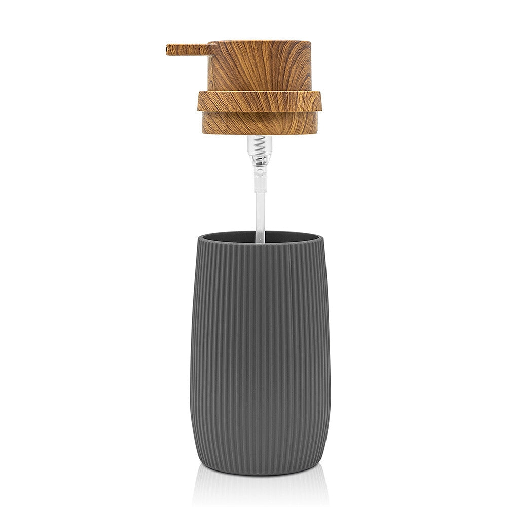 Set accessori bagno in plastica grigio con dispenser sapone e due portaspazzolini Blob