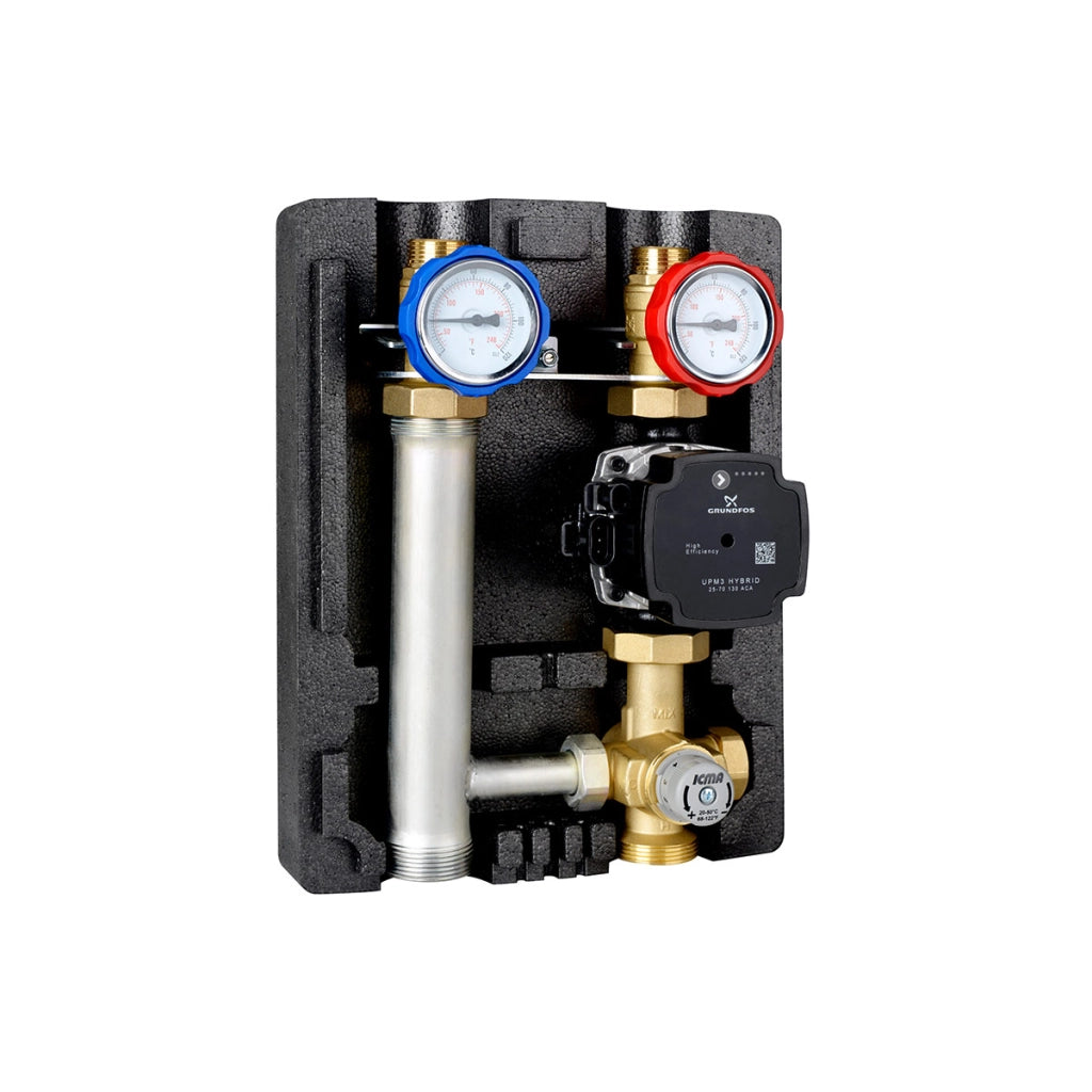 GRUPPO RILANCIO con Miscelazione a PUNTO VARIABILE SX con Pompa GRUNDFOS UPS 25/65  1"1/2M-3/4F