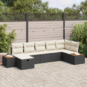 Set Divano da Giardino con cuscino 7 pcs Nero Poly Rattan