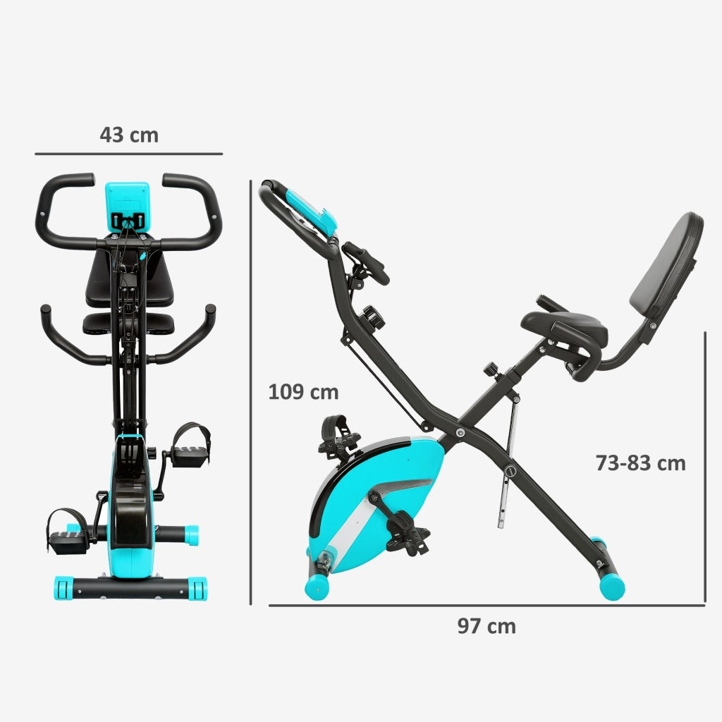Bicicletta da Fitness Pieghevole Silenziosa con Monitor LCD ¨C Minimal ¨C Verde 43x97x109 cm