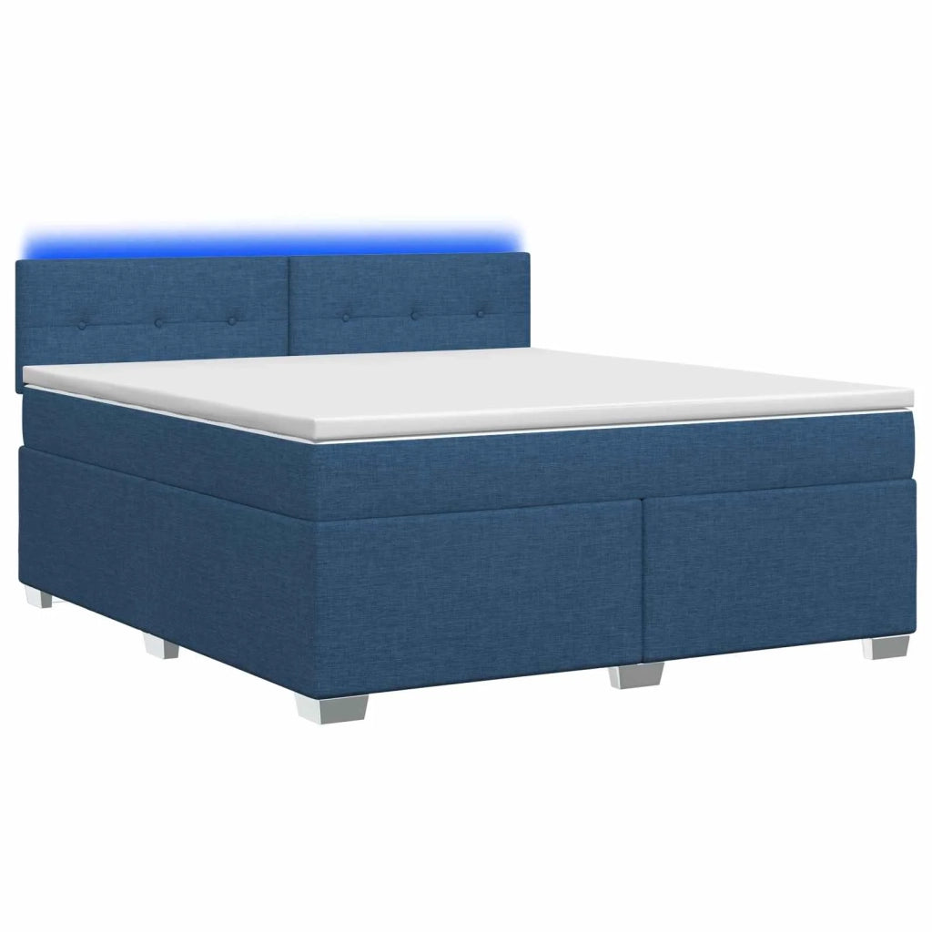 Letto con Box Spring, Materasso e LED Blu 140 x 190 cm Tessuto 3451944