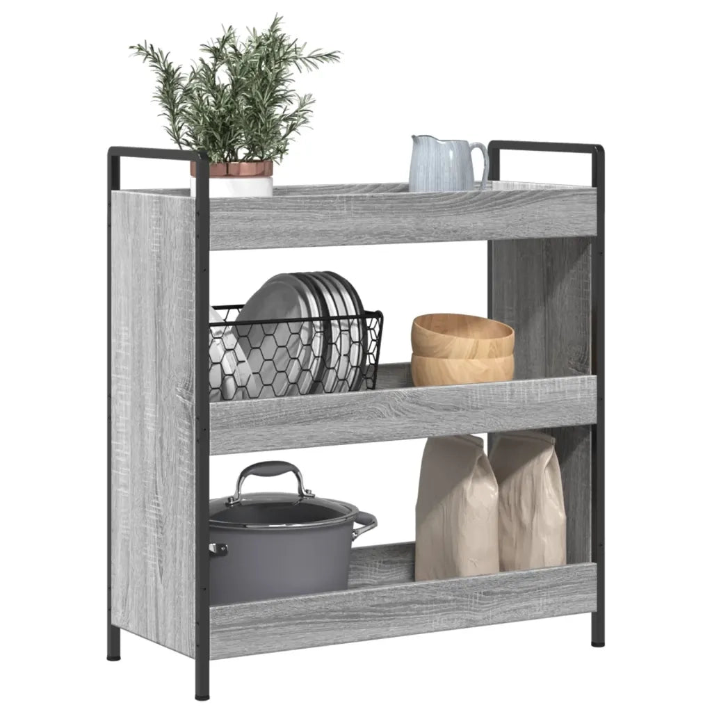 Carrello da Cucina-Scaffale per Cucina Grigio Sonoma 70x30x82 cm Legno Multistrato