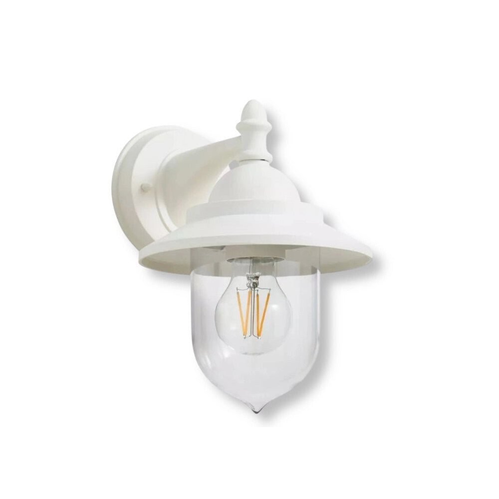 Trade Shop - Lanterna A Parete Stile Retrò Lampada Da Muro Per Giardino Facciate E27 Ip44 524wa-b247 - Bianco
