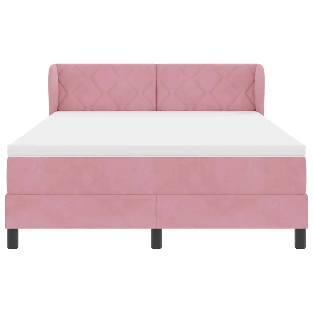 Letto a molle con testiera Rosa 140 x 200 cm Velluto 3340447