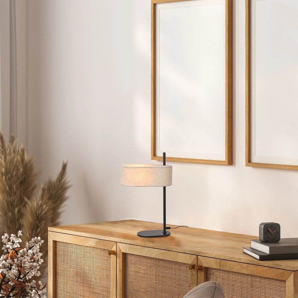 Lampada da tavolo Narmin scandinava nero/beige E14 40W