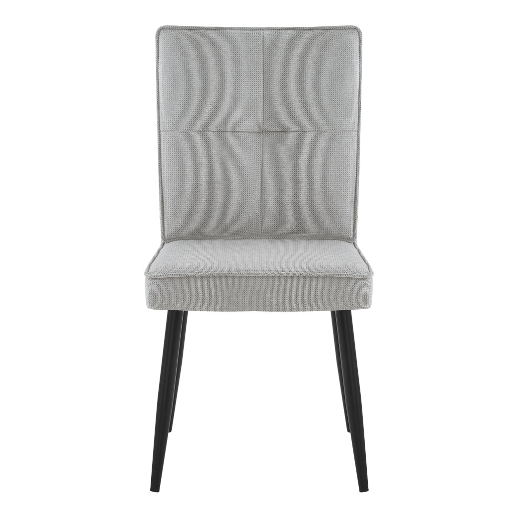Set di 2 sedie da pranzo in tessuto con motivo pied-de-poule, gambe in metallo, colore grigio chiaro