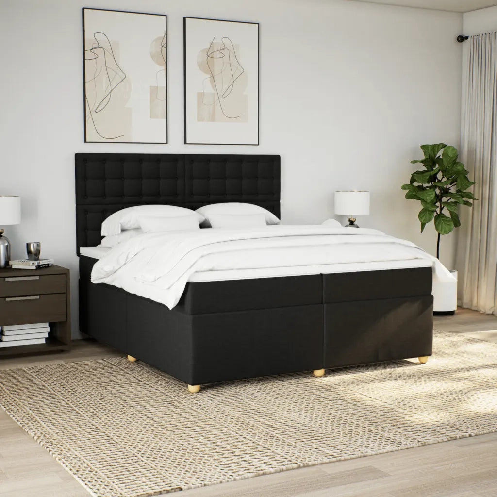 Giroletto a Molle con Materasso Nero 200x200 cm in Tessuto 3293703