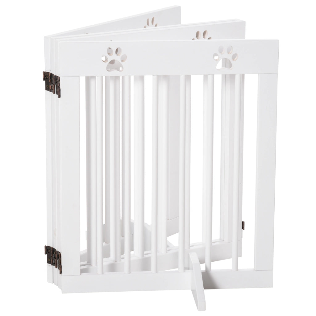 Cancelletto di Sicurezza per Cani Pieghevole 4 Pannelli ¨C Xylo ¨C Legno Bianco 204x61 cm