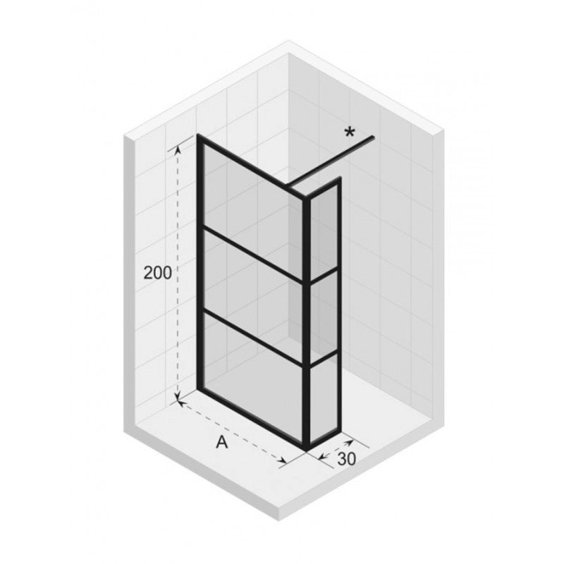 Parete doccia walk-in con aletta fissa GRID 402 RIHO 90x200 cm