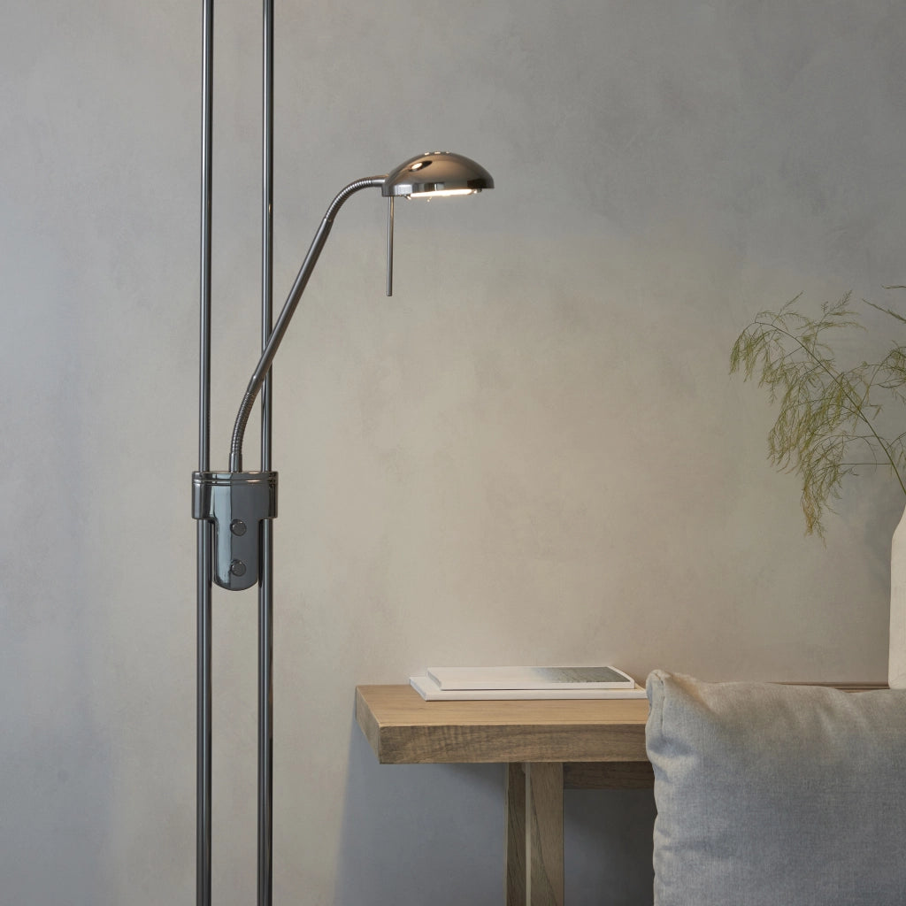 Lampada da terra Rome Endon nero cromo doppia dimmer