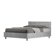 BS COM Letto matrimoniale francese contenitore 140x200 testata dritta con doghe cemento