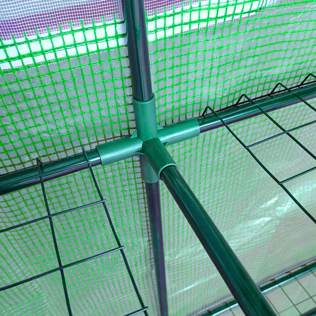 Serra in lamina 200 x 100 x 215 cm con 2 porte, protezione UV, acciaio e PE per la coltivazione di piante, verde