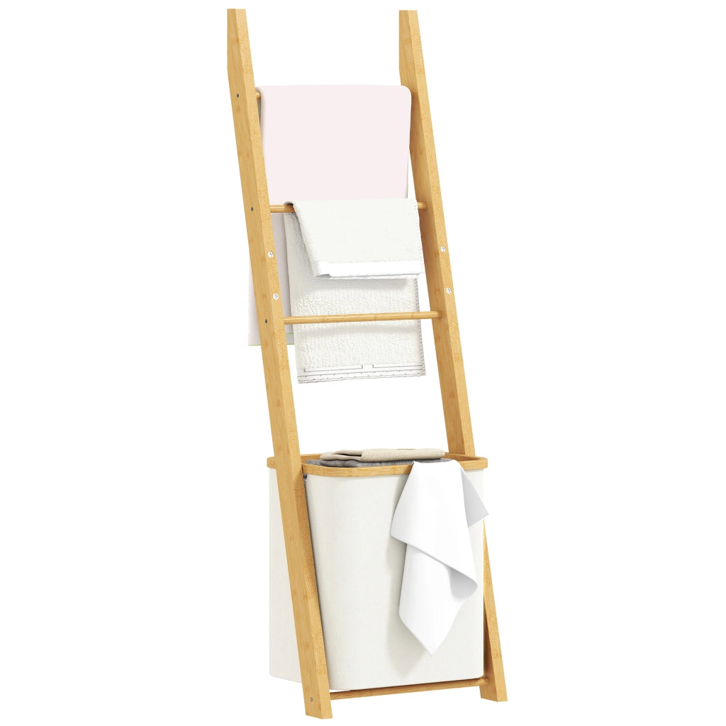 Mobile da Bagno con Cestino ¨C Zephmum ¨C Bamb¨´ 43x35x133 cm Bianco