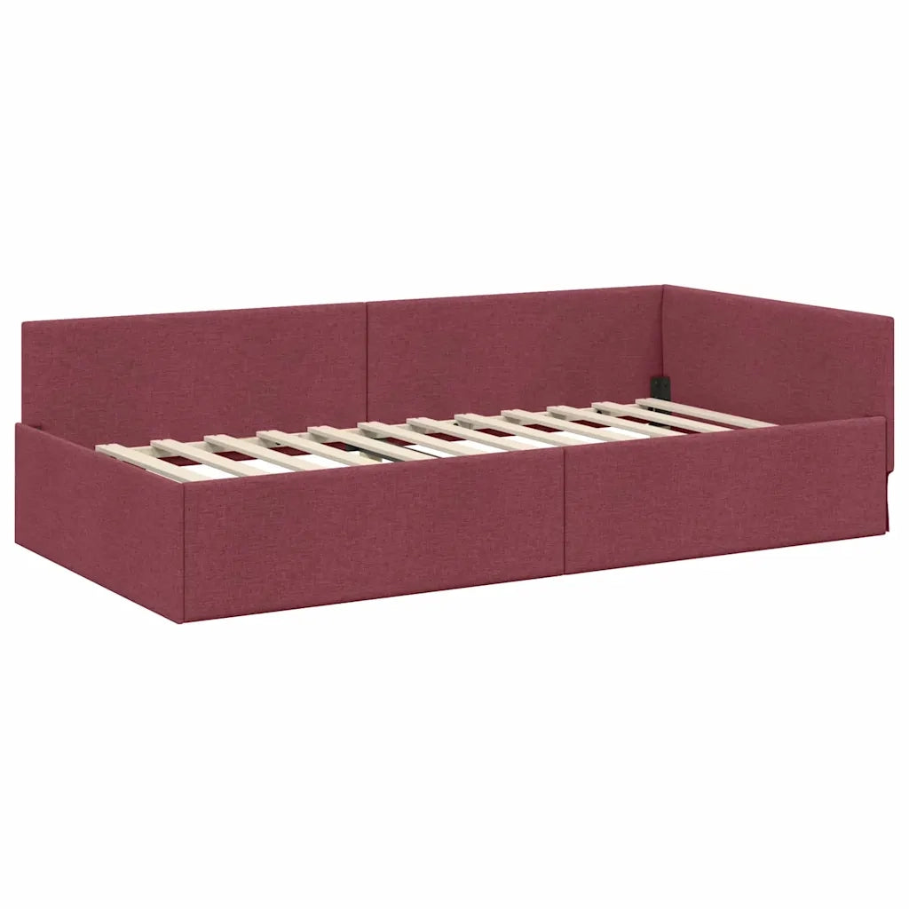 Cornice del letto ad angolo Rosso Vino 80 cm x 200 cm Tessuto 42016030