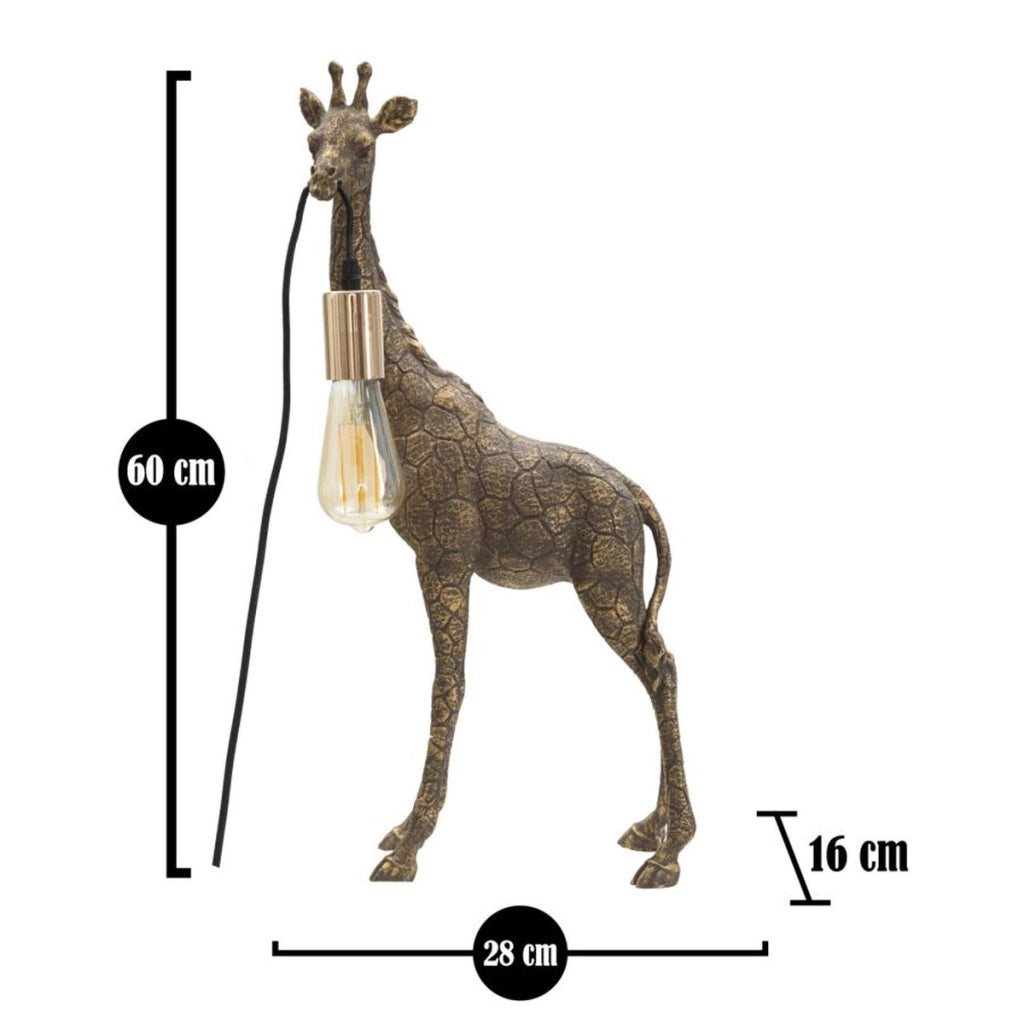 Lampada da tavolo Giraffa piccola in resina oro antico