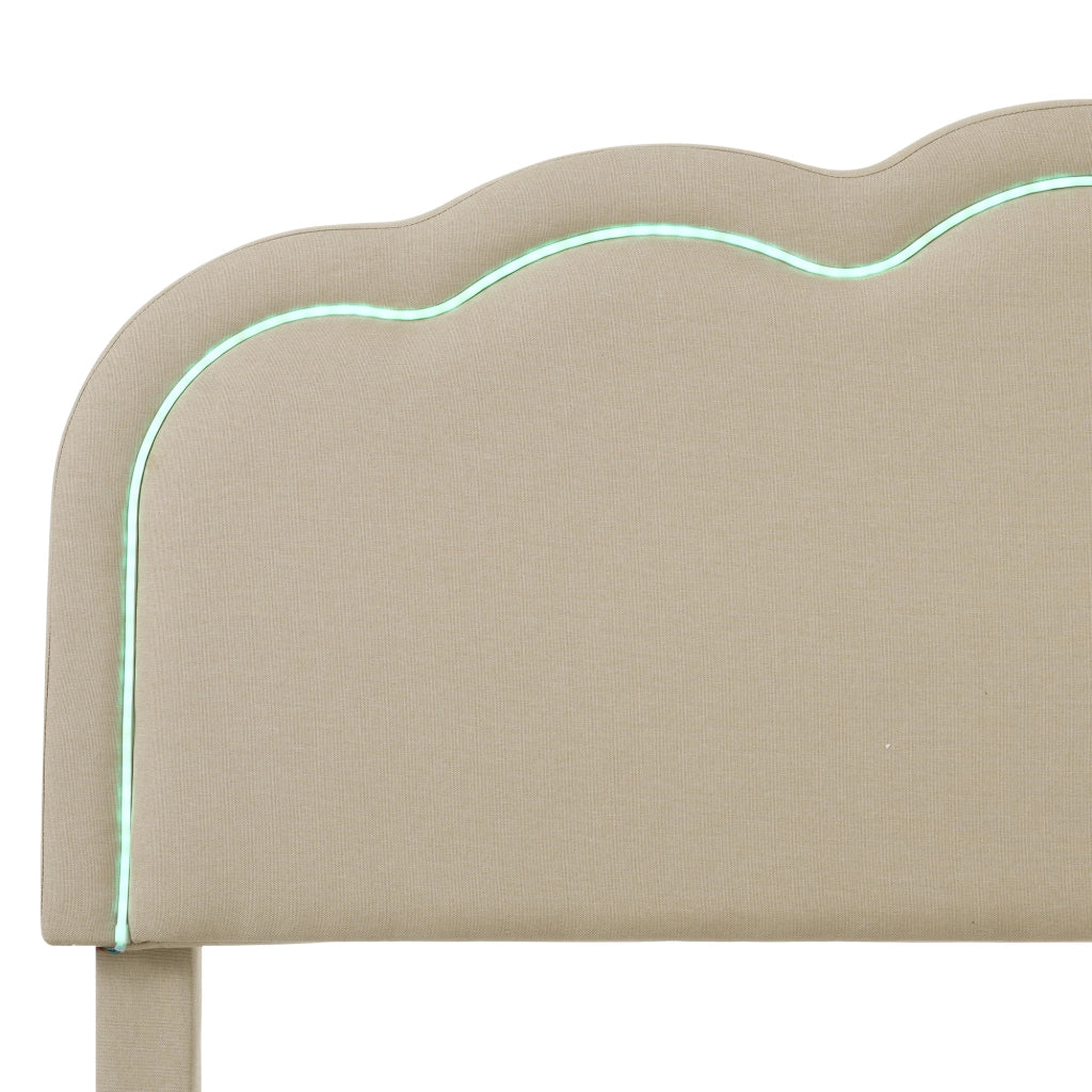 letto imbottito lino beige 90 x 190 cm
