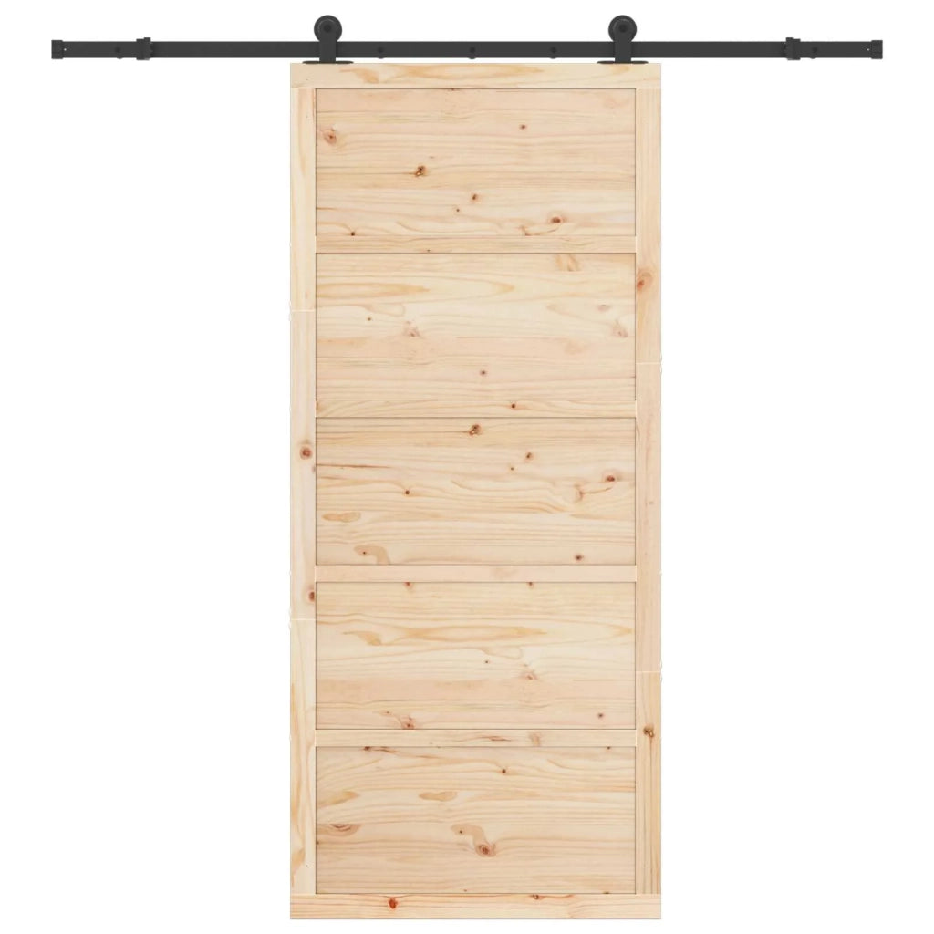 Porta scorrevole Naturale 80 x 208 cm Legno Massello di Pino 3445617