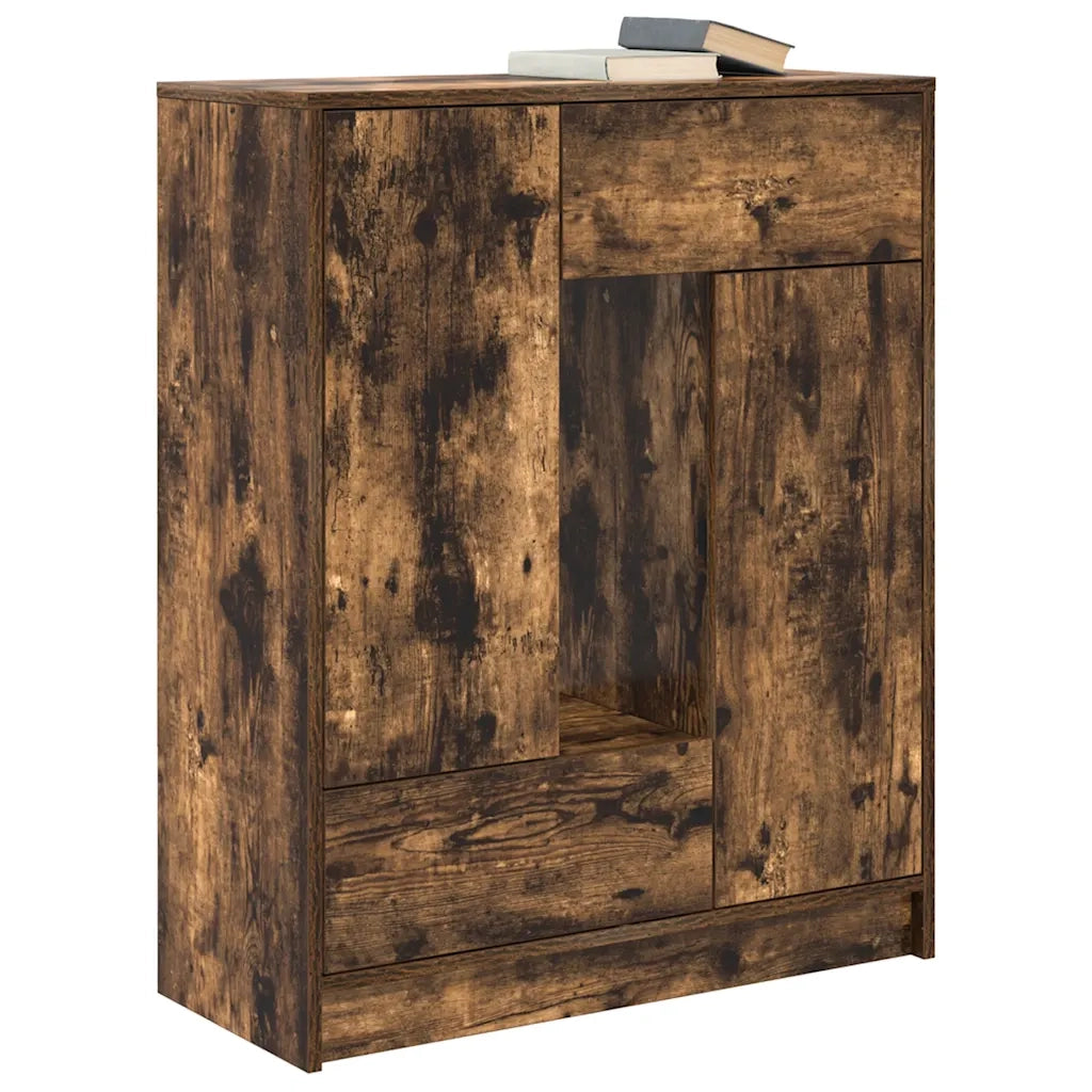 Credenza con Cassetti e Ante Rovere Fumo 73x31x90 cm 861854