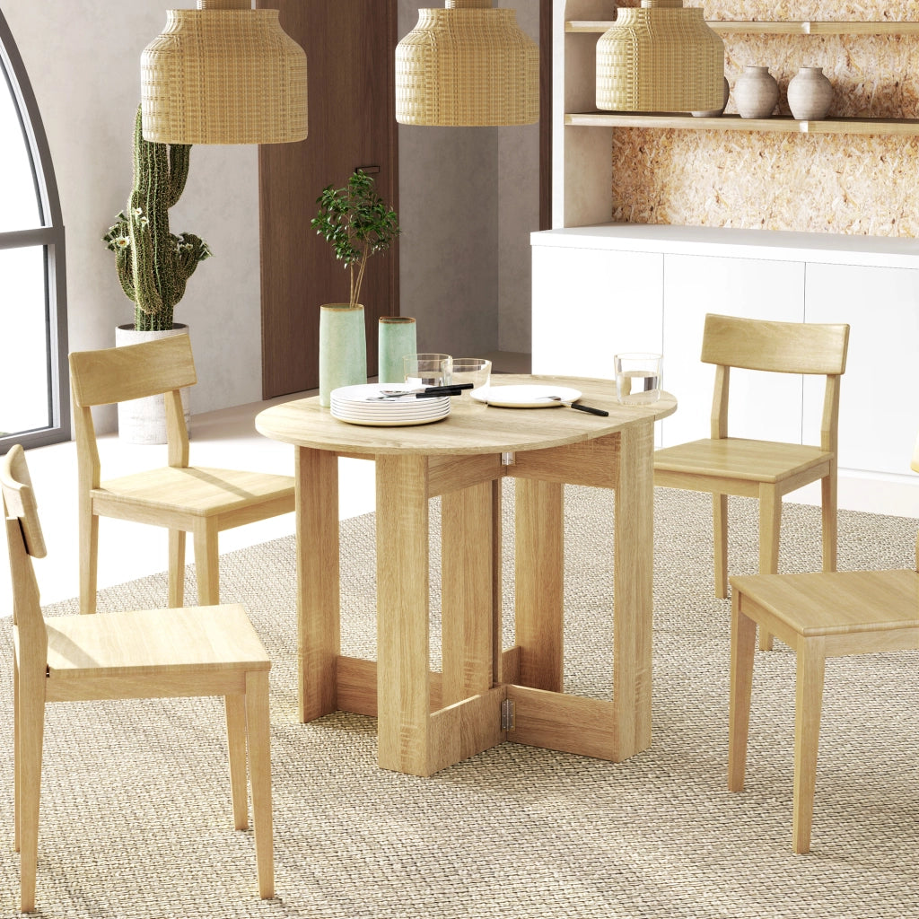 Tavolo Pieghevole da Pranzo a 2 Ribalte. Tavolo Consolle in Legno Salvaspazio. Rovere
