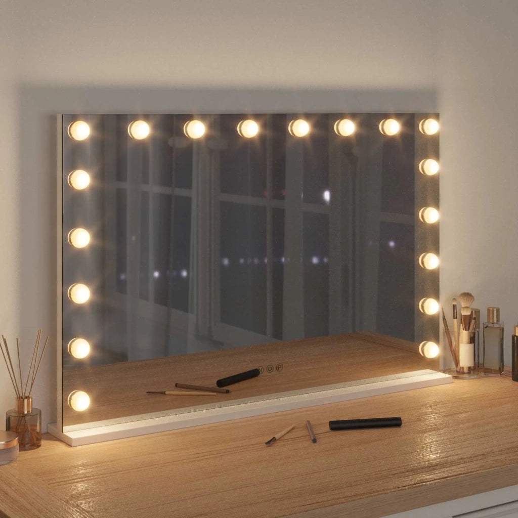 Specchio LED da Vanit¨¤ Bianco 80 x 10 x 52,5 cm Vetro e acciaio