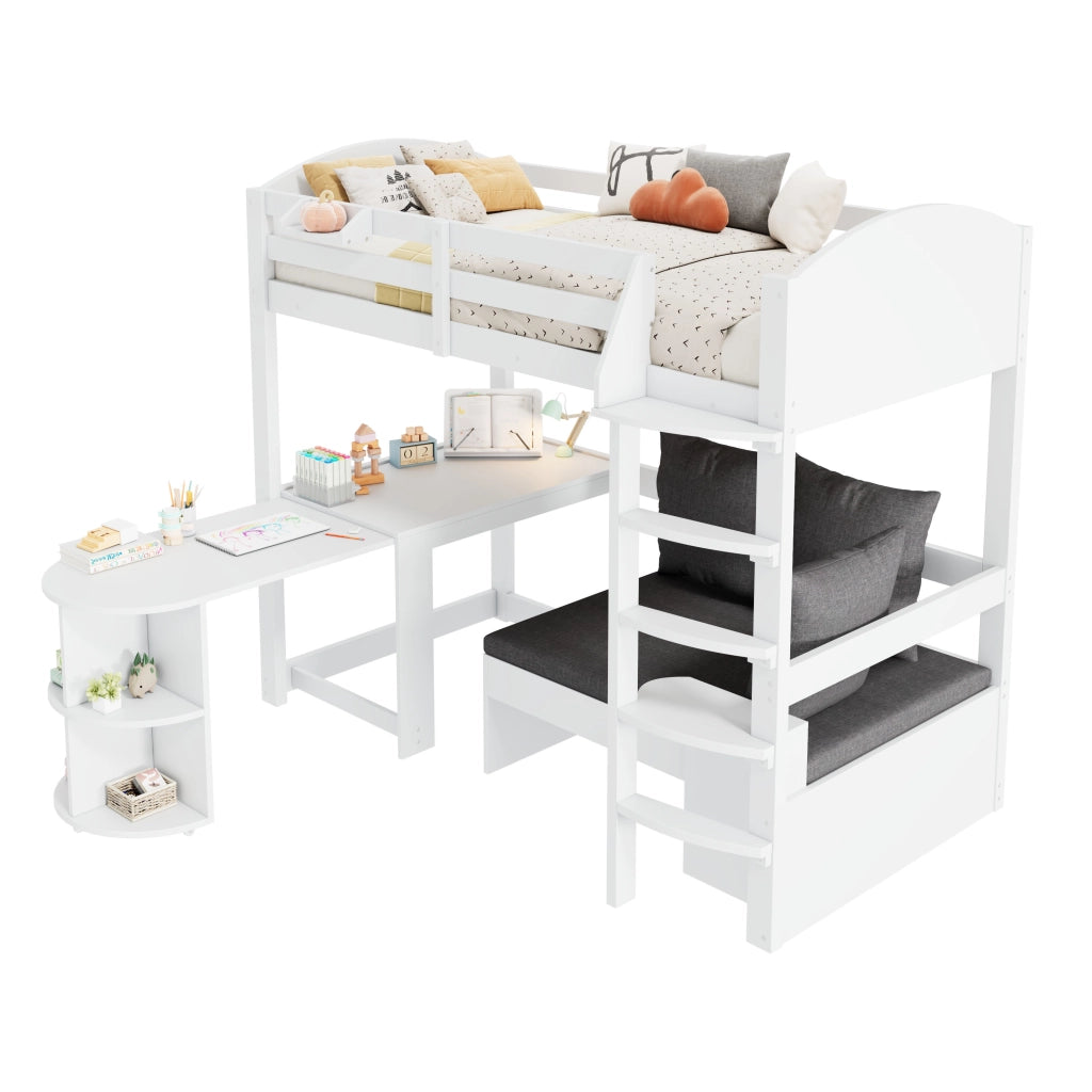 LETTO A CASTELLO per bambini con scrivania estraibile 90x200 cm bianco