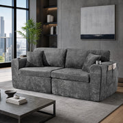 Divano relax a 2 posti con USB; tasche laterali e portabicchieri; 220x100x89 cm; grigio