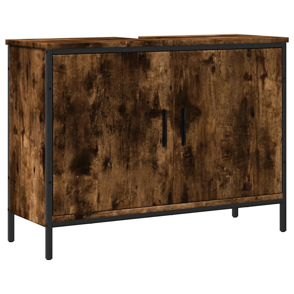 Mobile Lavabo Bagno-Armadietto da bagno Rovere Fumo 80x30x60 cm Legno Multistrato 989458