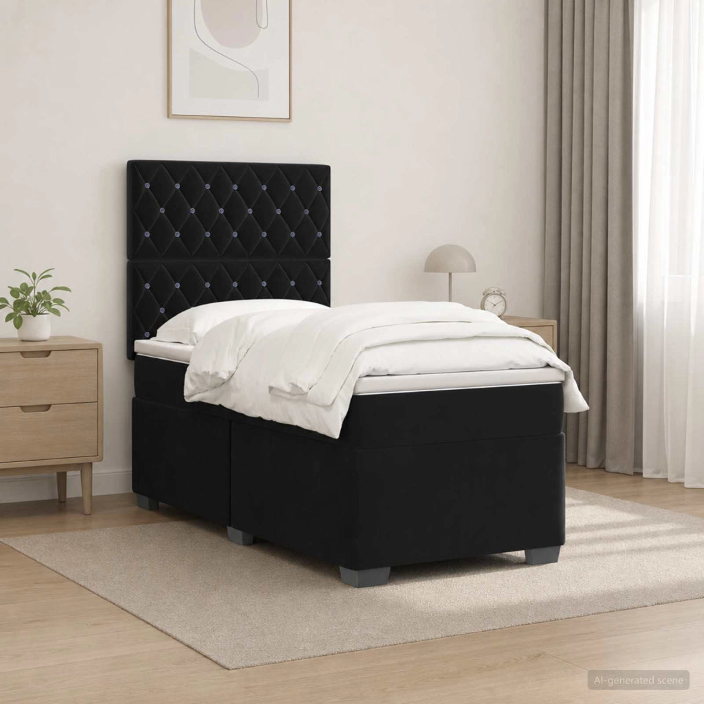 Letto box spring con materasso Nero 80 x 200 cm Velluto 3454990
