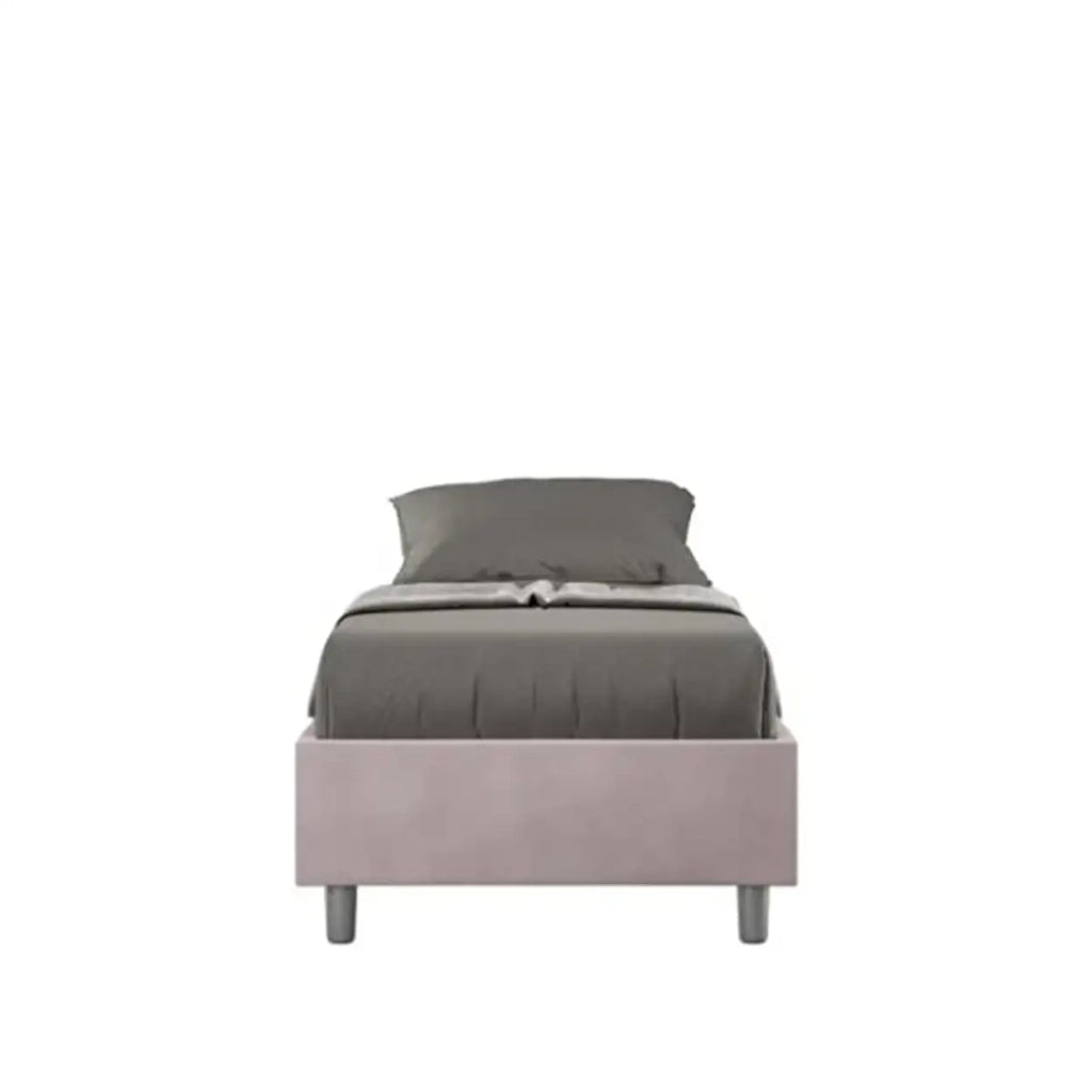 Letto singolo contenitore imbottito 80x200 microfibra glicine Azelia