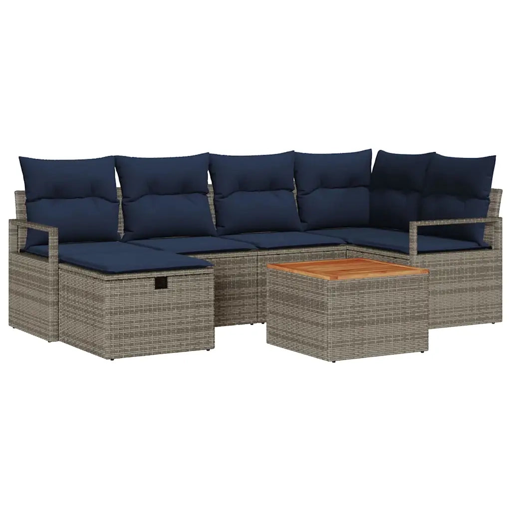 Set Divano da Giardino con cuscino 7 pcs Grigio polyrattan 3359542