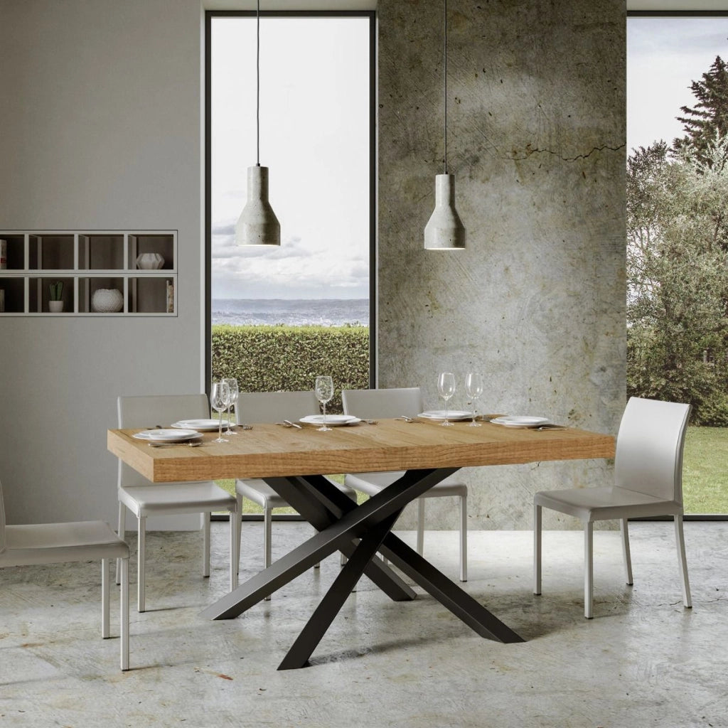 Tavolo Allungabile 200-460x90x77 cm Volantis Premium Quercia Natura Telaio Antracite