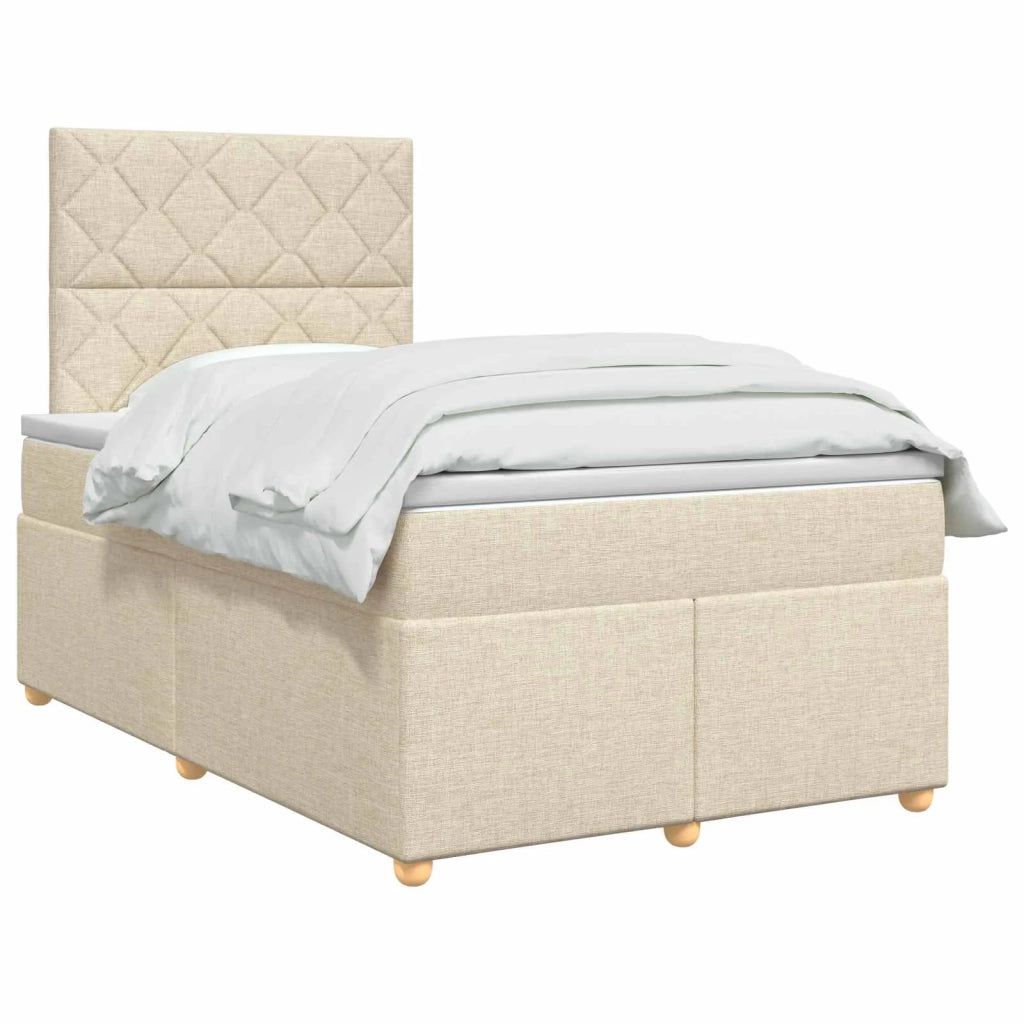 Letto box spring con materasso Crema 120 x 200 cm Tessuto 3455334