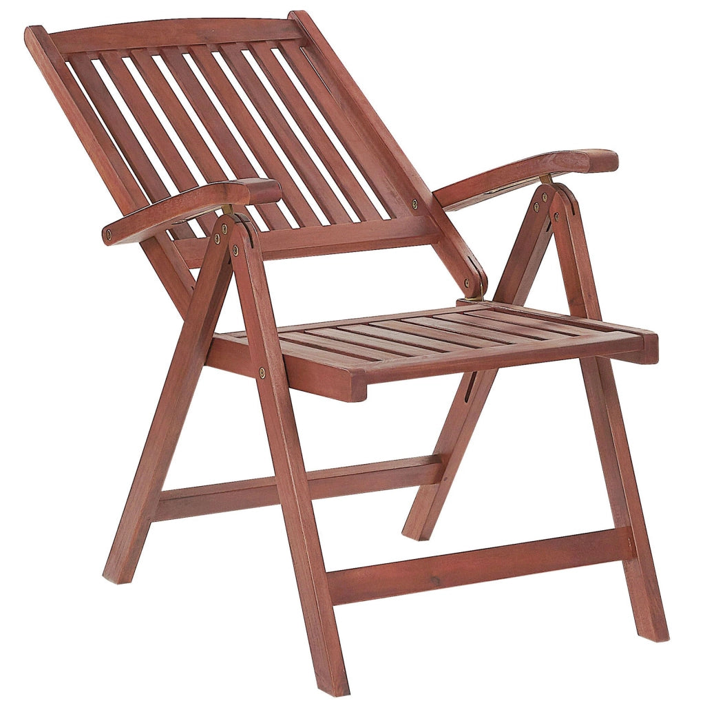Set di 6 sedie da giardino in legno di acacia cuscino rosso regolabile pieghevole per esterni in stile rustico country