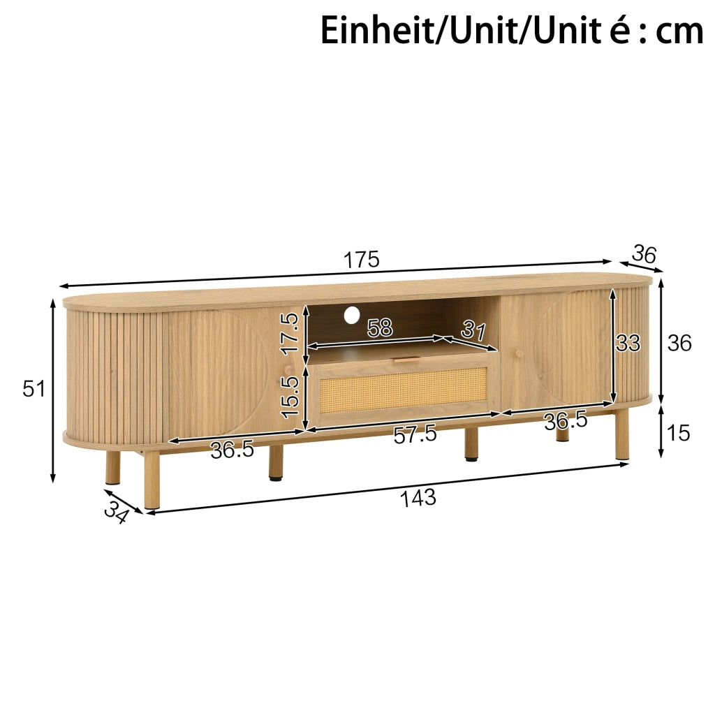 OKWISH Set 2 Mobili da Soggiorno con Tavolino Alzabile e Mobile TV, Vani Contenitivi e Passacavi, MDF Naturale