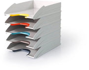 Sistema di archiviazione A4 - 5 cassettoni - Duraturo - Bianco con zone di presa colorate - Organizzatore di documenti - Sostegno per documenti.