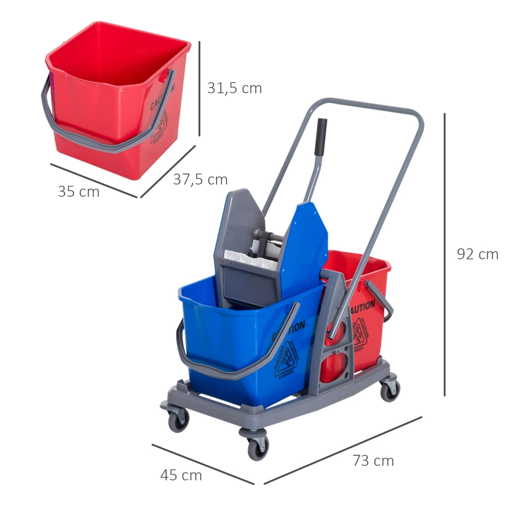 Carrello Pulizia Professionale ¨C zephmum ¨C Rosso e Blu 73x45x92 cm