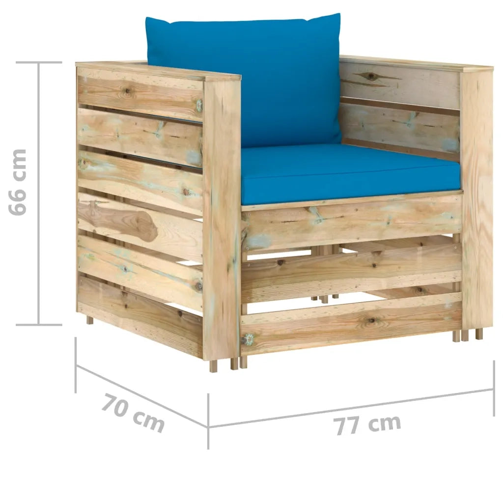Set Salotto da Giardino 2 pz con Cuscini Legno Impregnato Verde 3074535