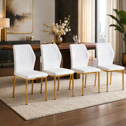 SEDIA da pranzo Set da 4 pezzi 93 cm Bianco/Oro PU