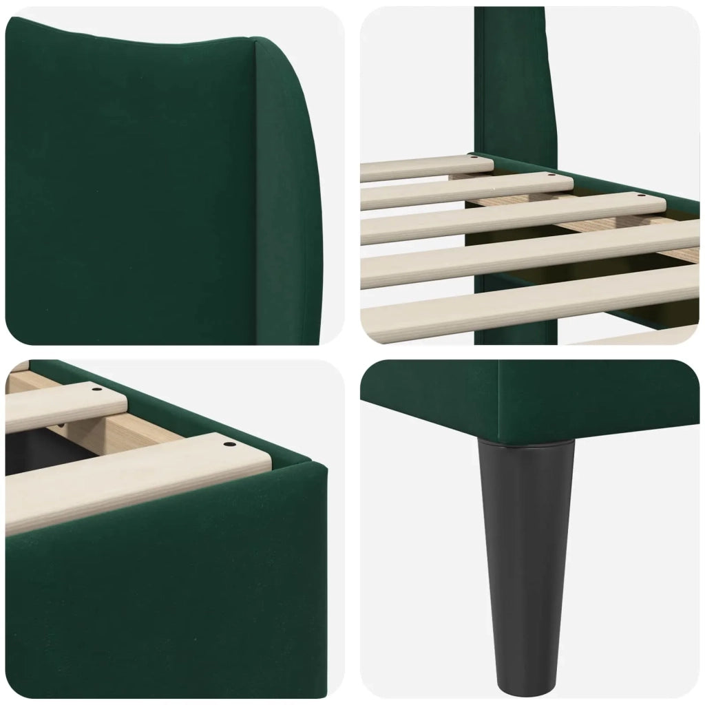 Struttura del letto-Giroletto Verde Scuro 120 x 190 cm Velluto 682150