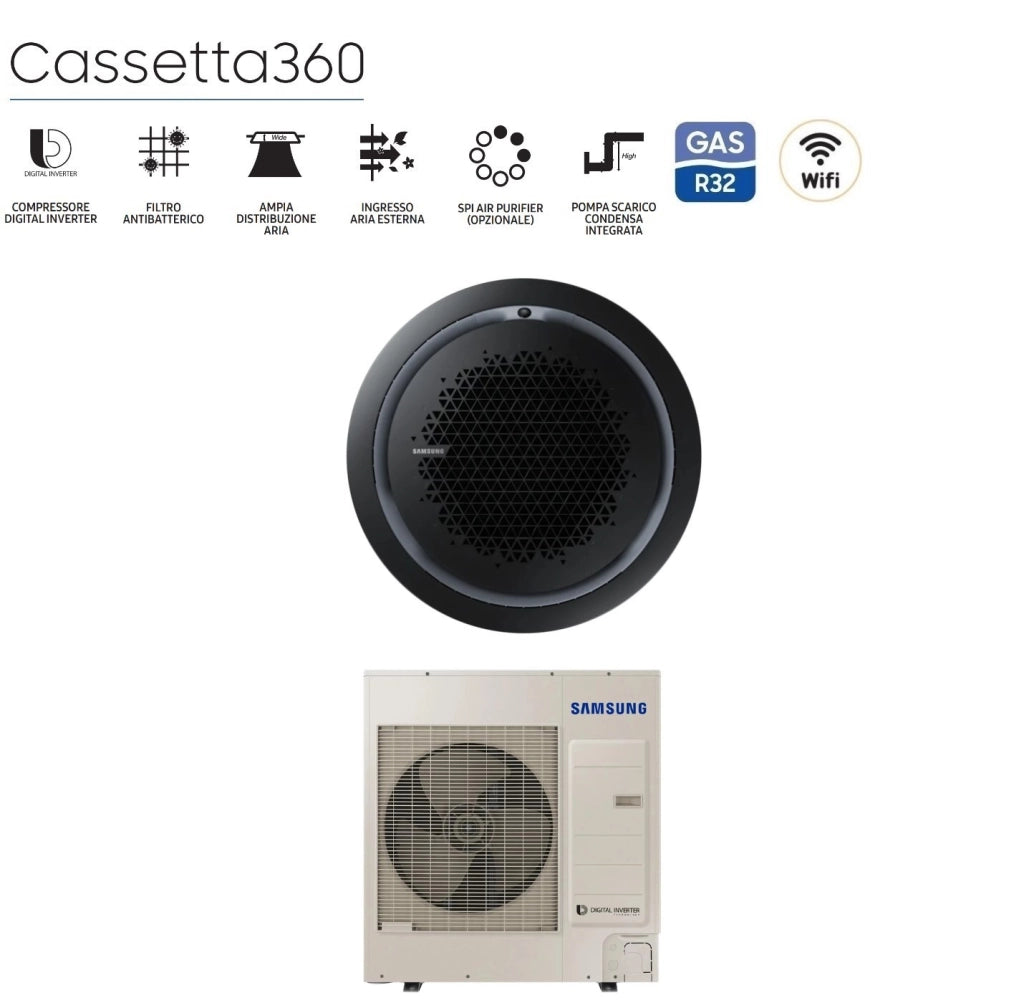 Climatizzatore Condizionatore Samsung Inverter Cassetta 360° 36000 Btu AC100RN4PKG/EU Trifase R-32 Wi-Fi Optional Vari Pannelli Disponibili