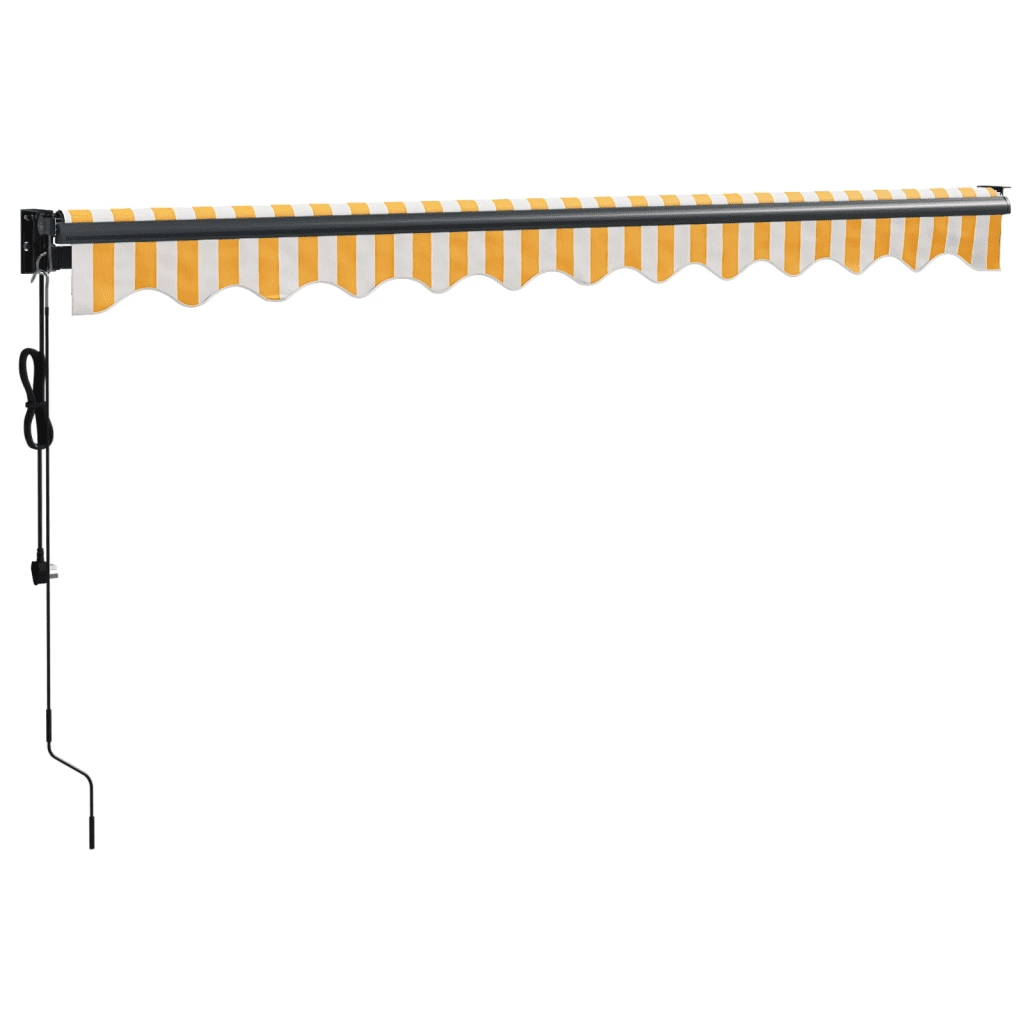 Tenda Sole Automatica Retrattile-Tenda parasole per balcone Gialla e Bianca 3x2,5 m 154587
