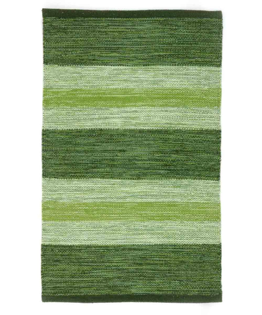 Tappeto HAPPY VERDE cm.55x110 disegno a righe 100% cotone, tappetino stuoia bagno multiuso lavabile