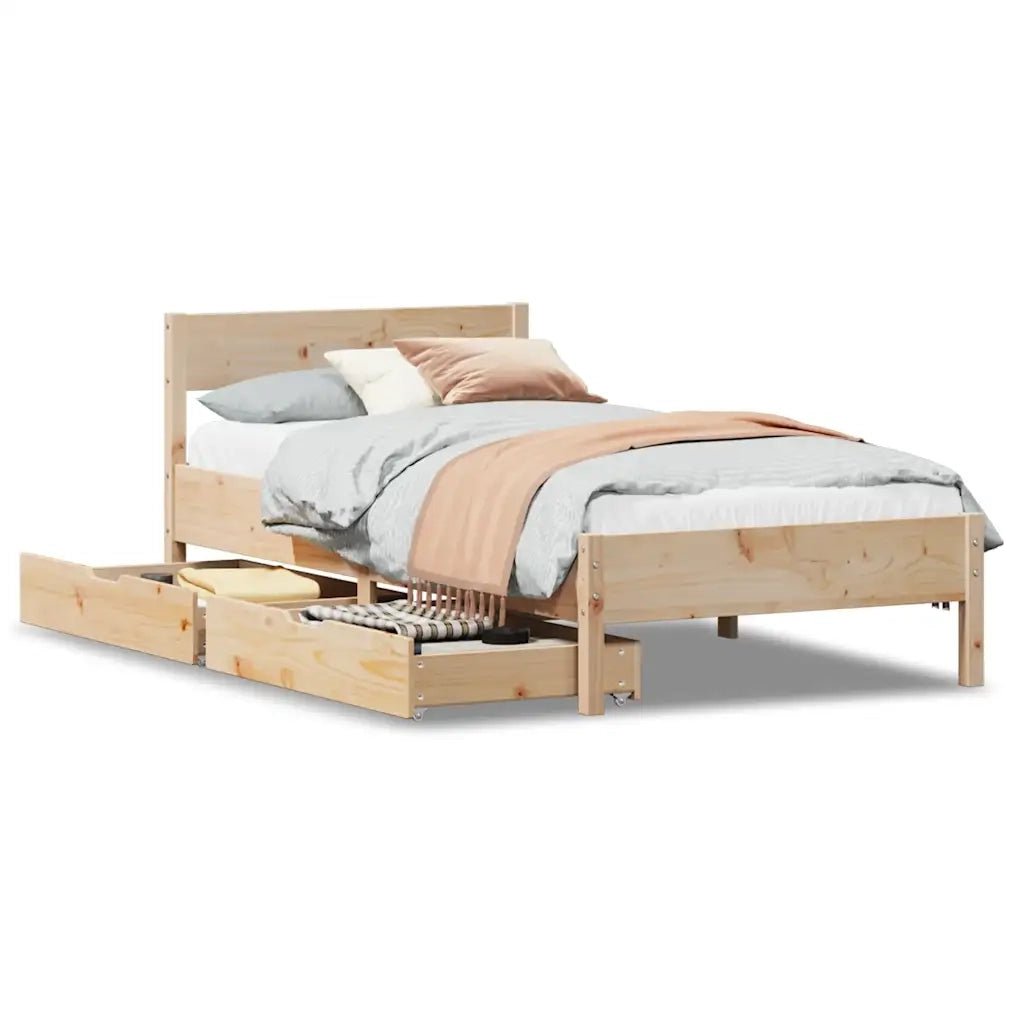 Letto senza Materasso-Struttura Letto 75x190 cm in Legno Massello Pino 966679
