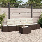 Set di divani con cuscino 5 pcs Marrone e Crema polyrattan 3346928