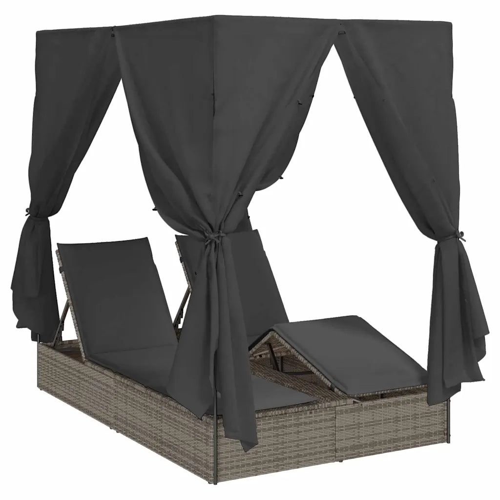 Lettino da sole doppio Grigio 205 x 129 x 200 cm polyrattan 3376129